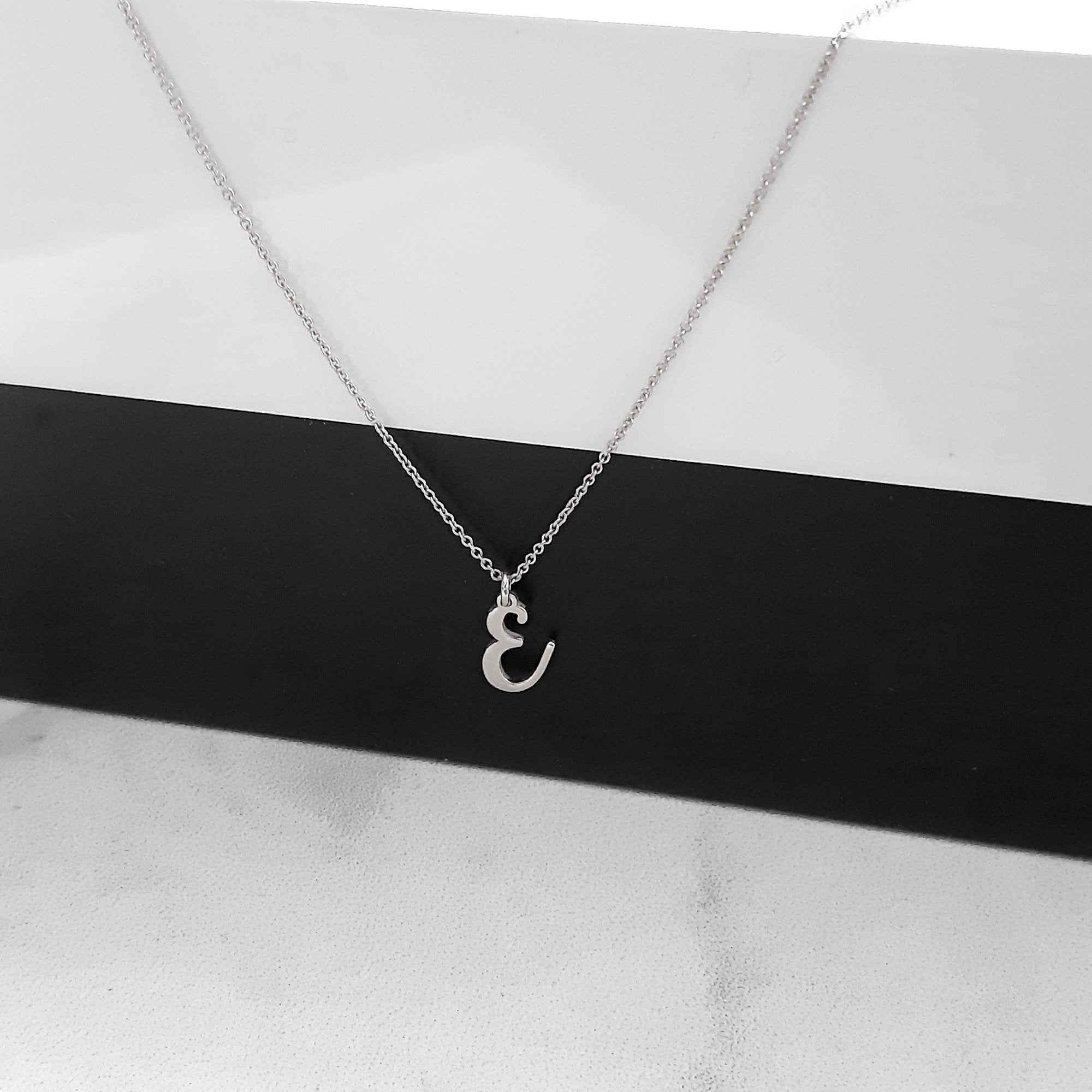 14K Solid Gold Cursive Letter Necklace