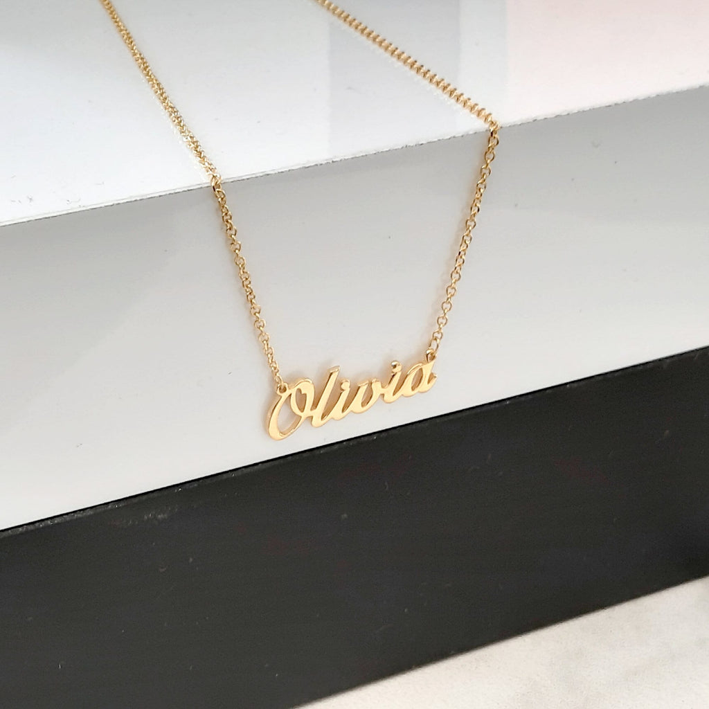 14K Solid Gold, Name Necklace