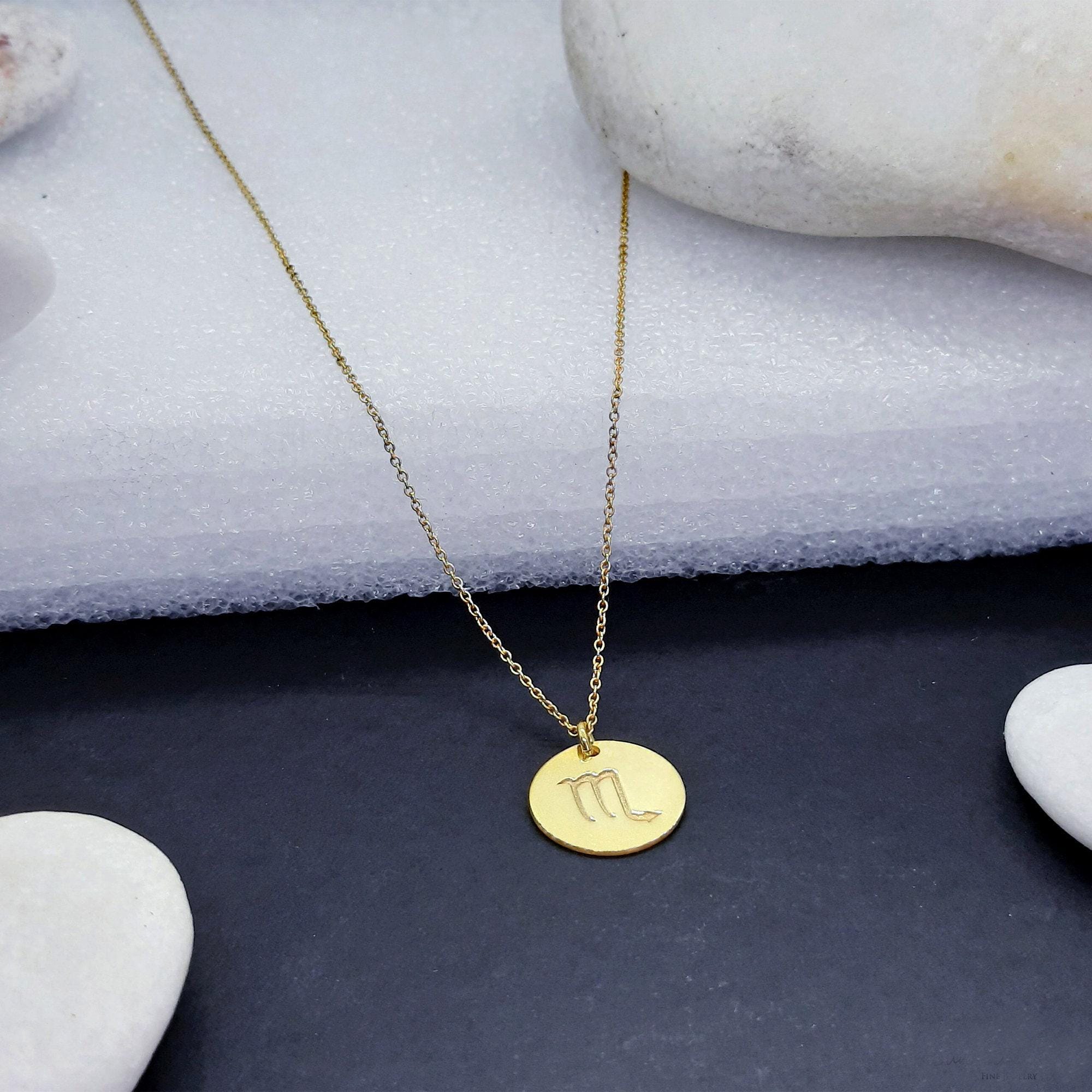 Double-Sided Zodiac Disc Necklace in 14K Solid Gold