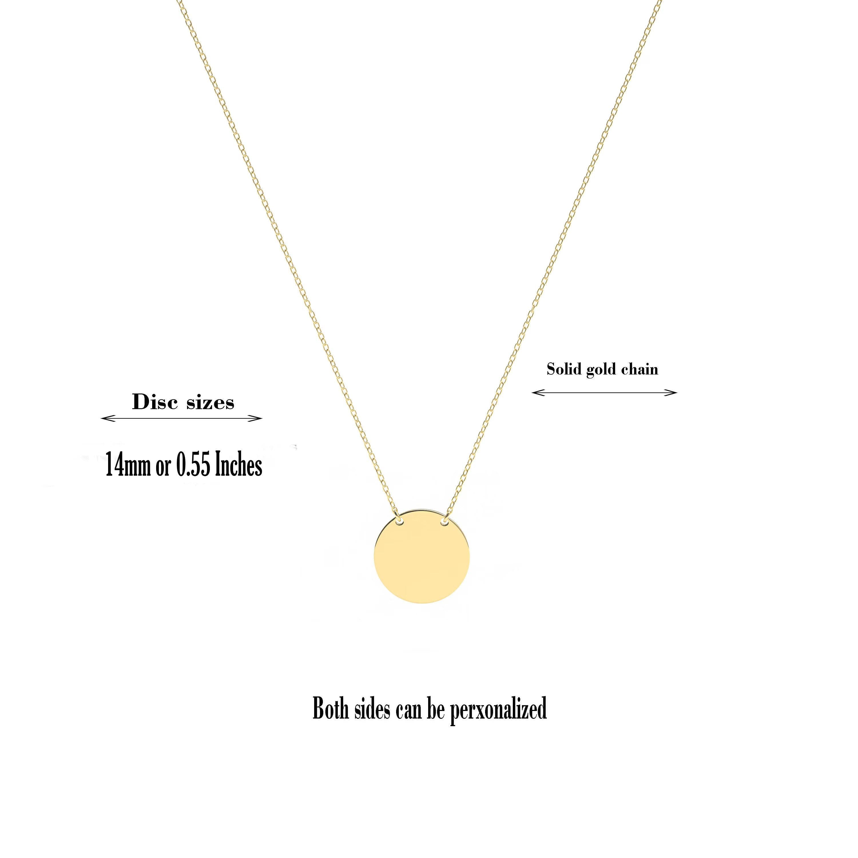 14k gold personalized disc necklace