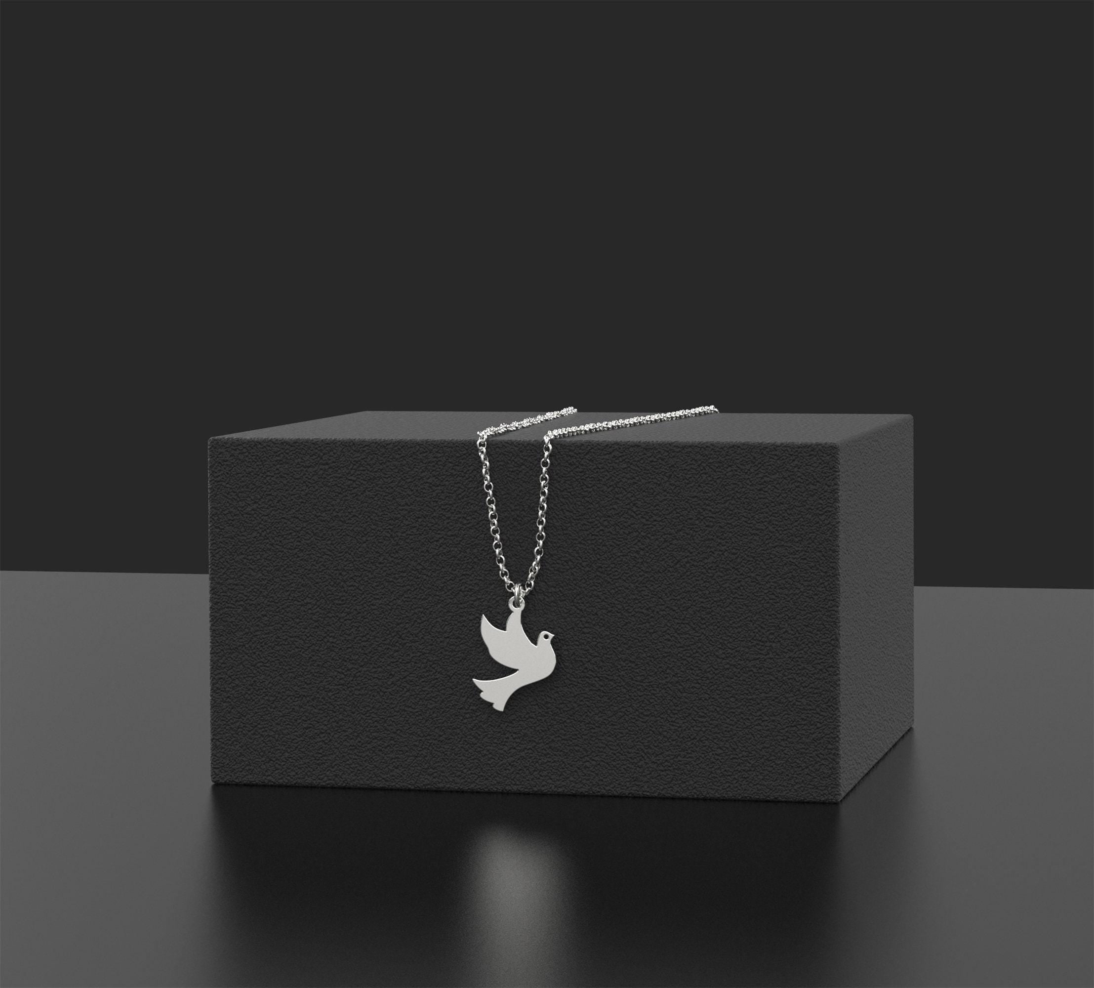Solid Gold Dove Necklace