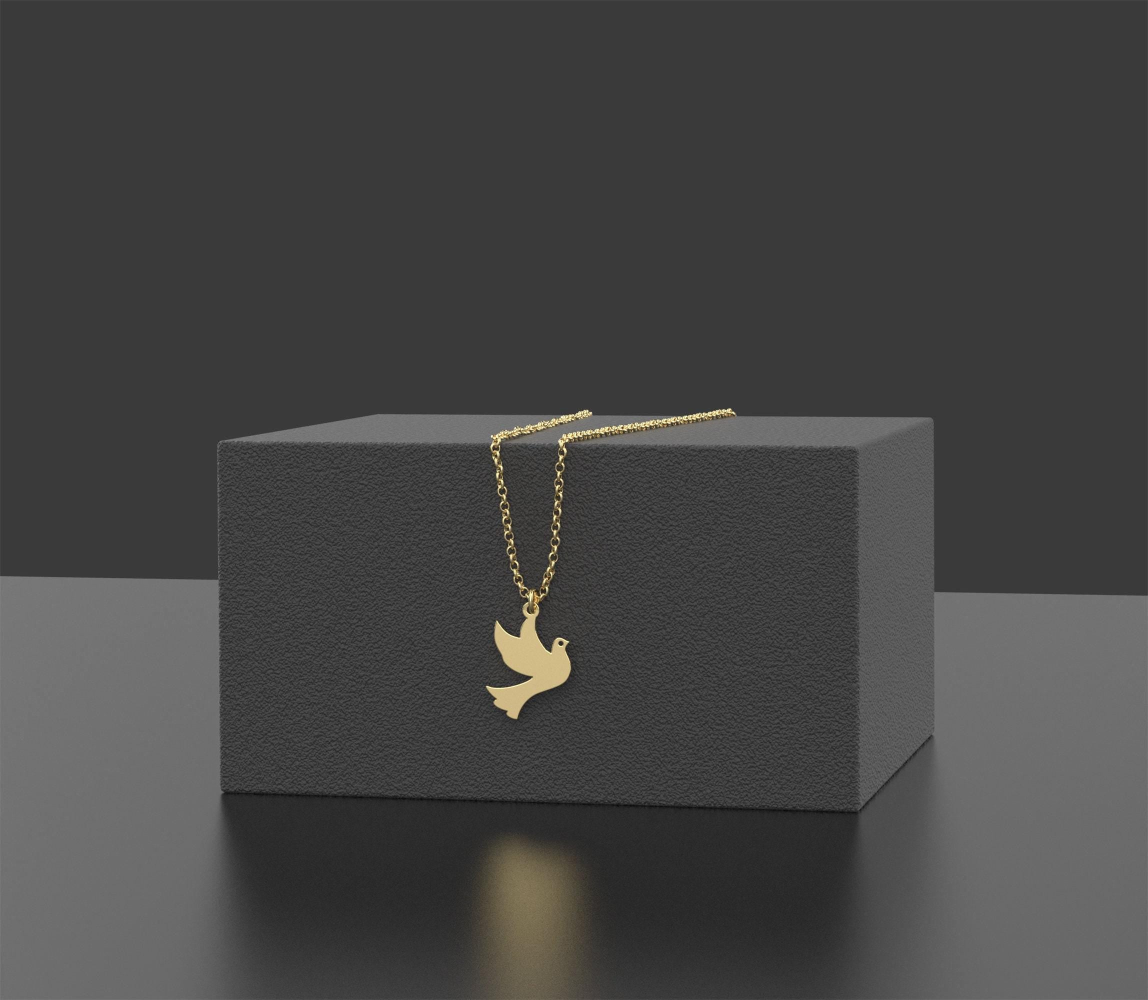 Solid Gold Dove Necklace
