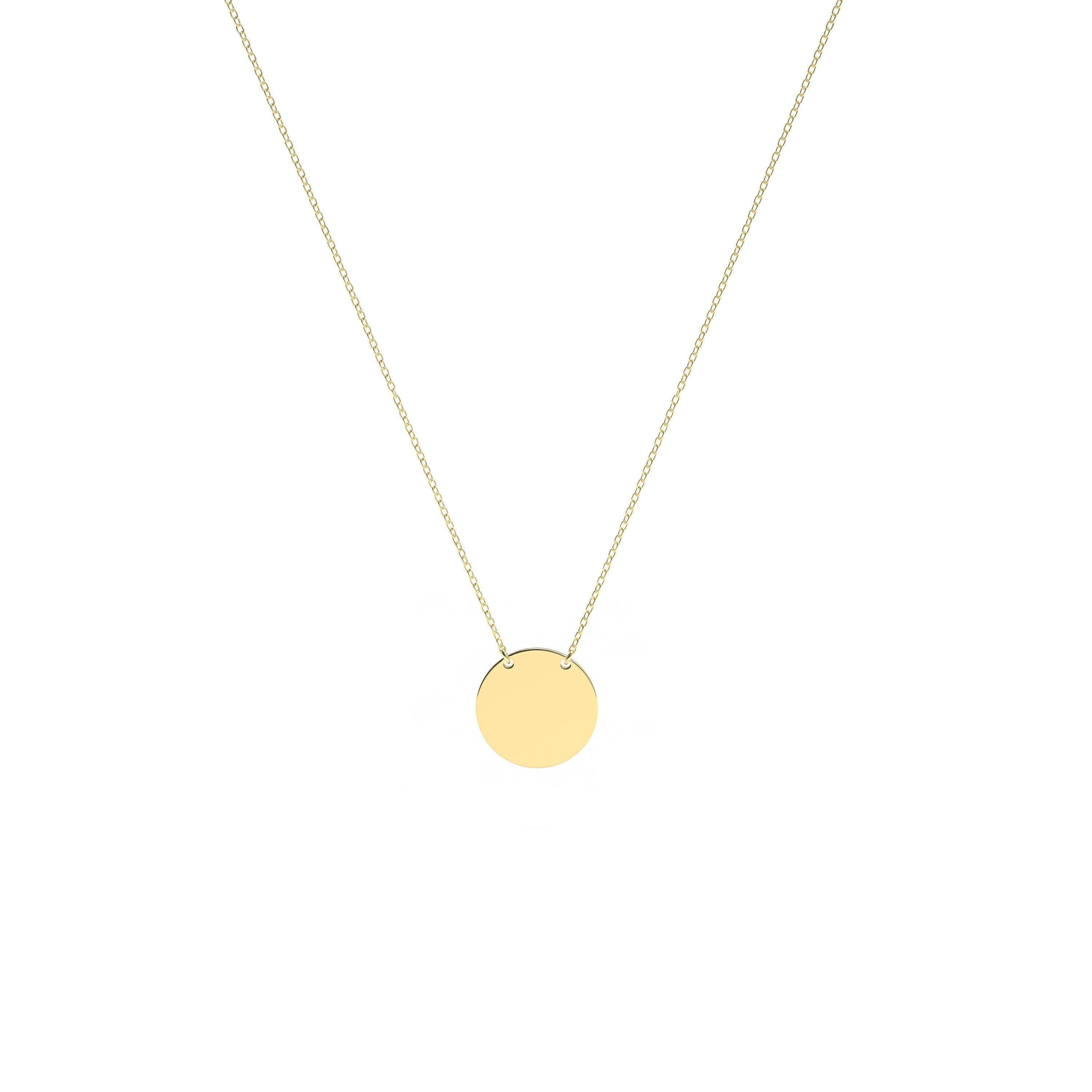 14k gold personalized disc necklace  custom name disc necklace