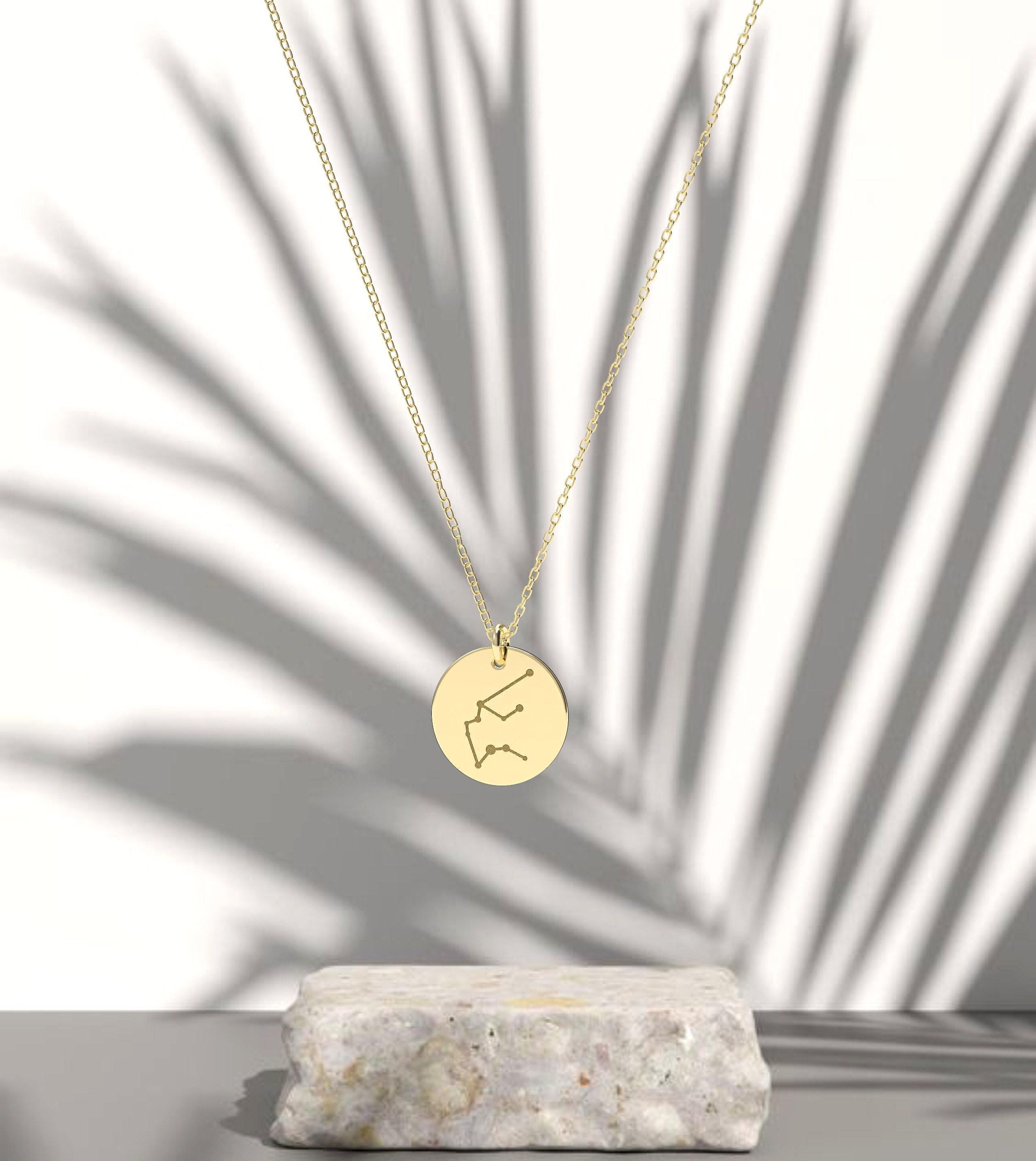 Large Constellation circle necklace in solid gold