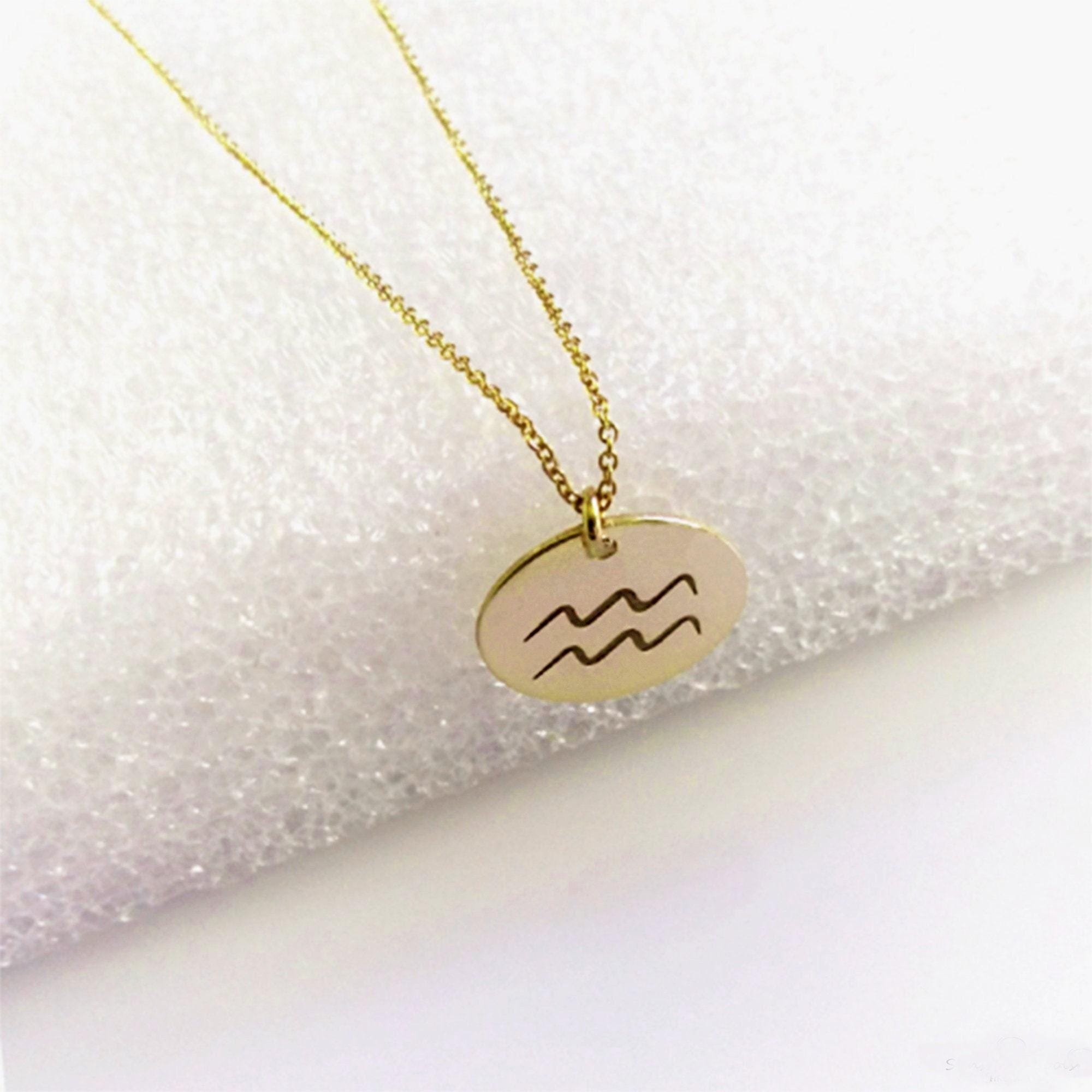 Double-Sided Zodiac Disc Necklace in 14K Solid Gold