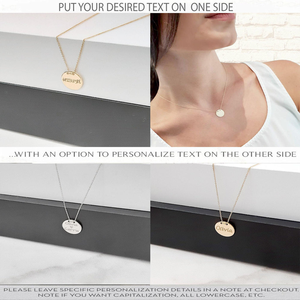 14k Personalized solid gold Disc Necklace