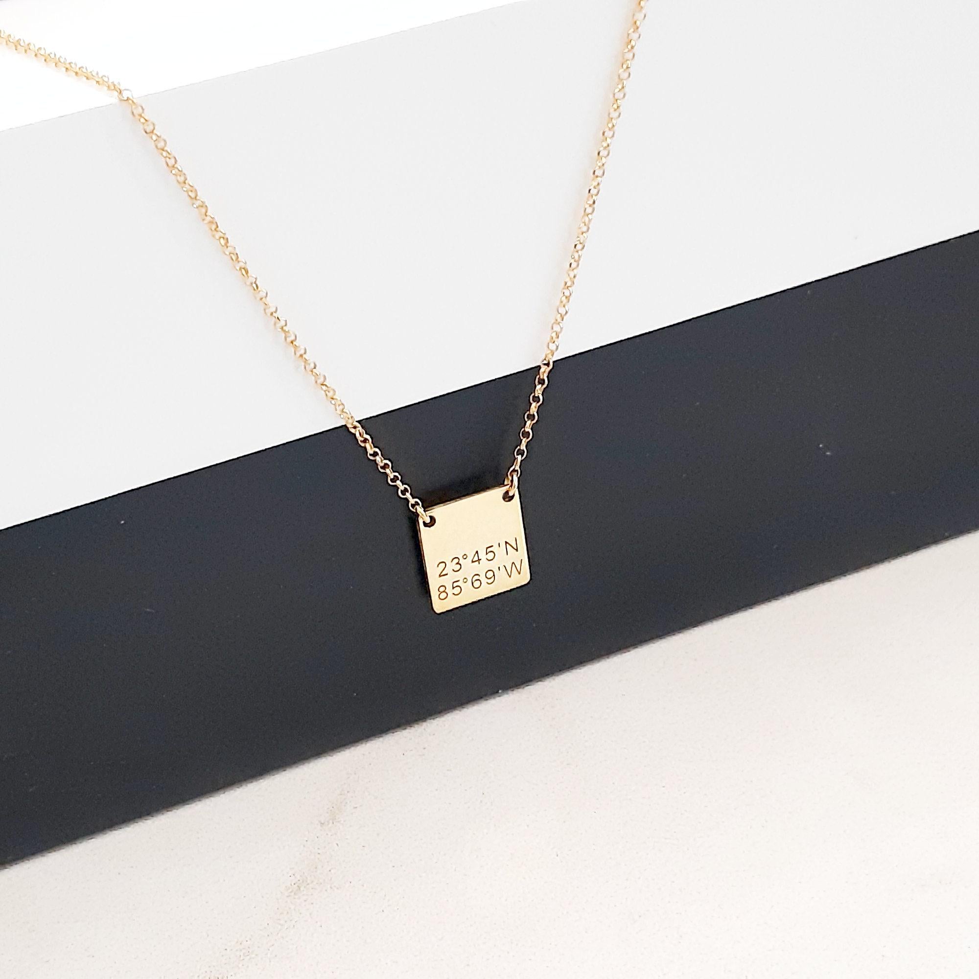 Tiny Initial Rectangle  Tag Necklace