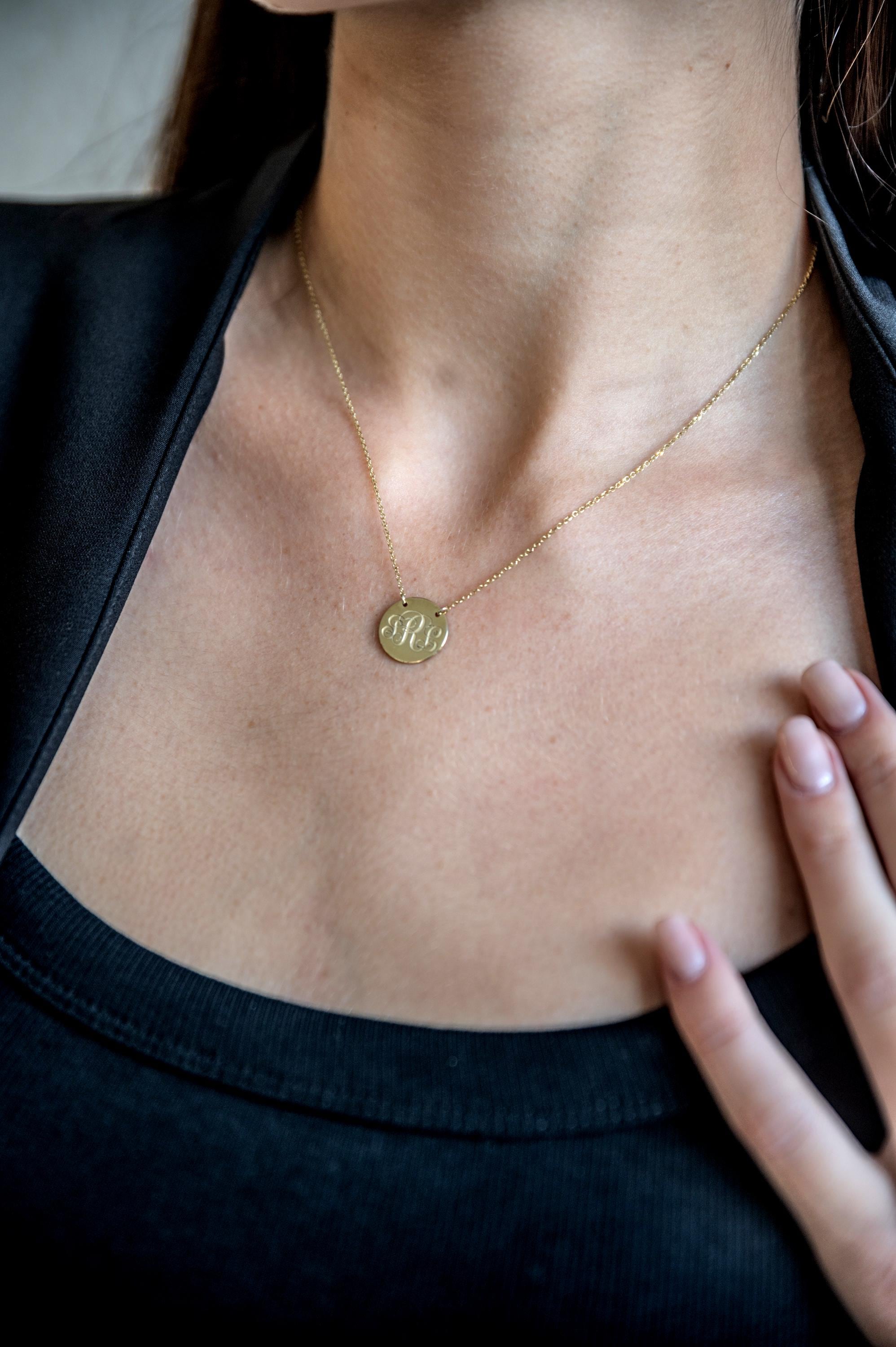 14k gold personalized disc necklace