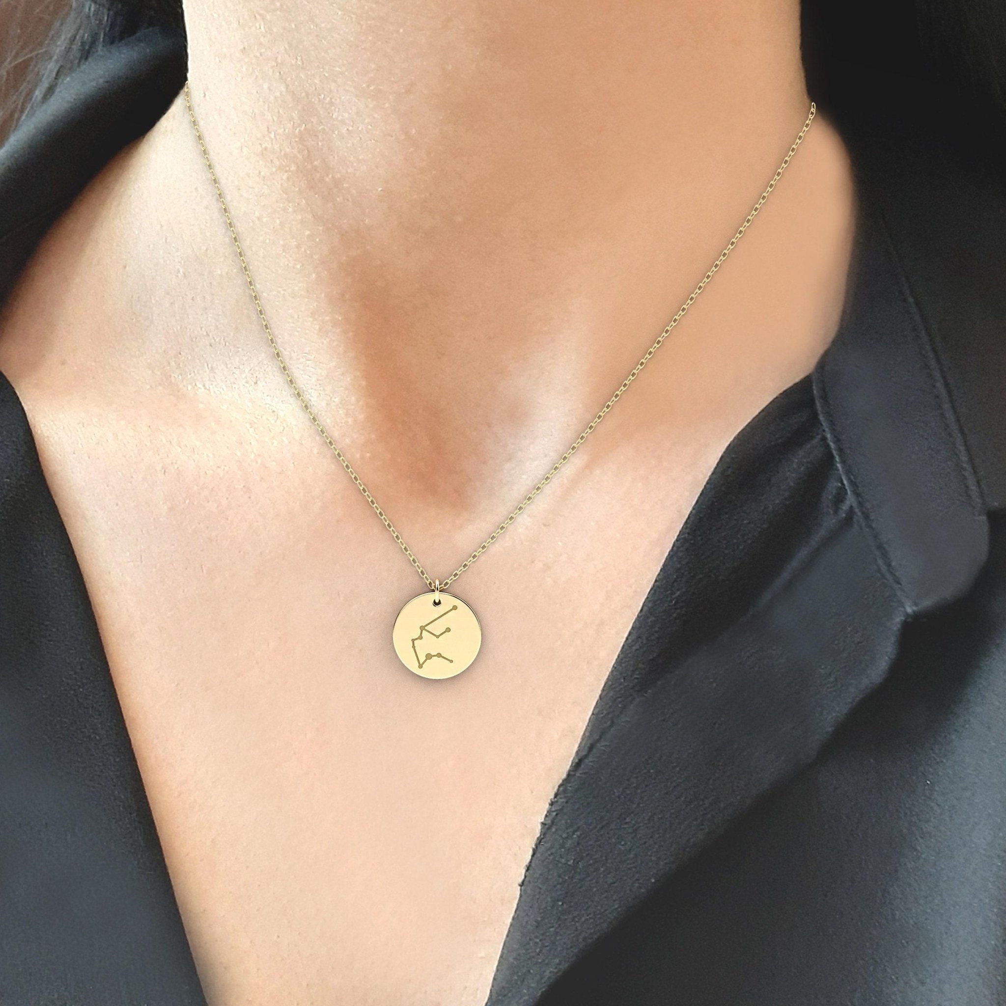 Large Constellation circle necklace in solid gold - InfinityJools