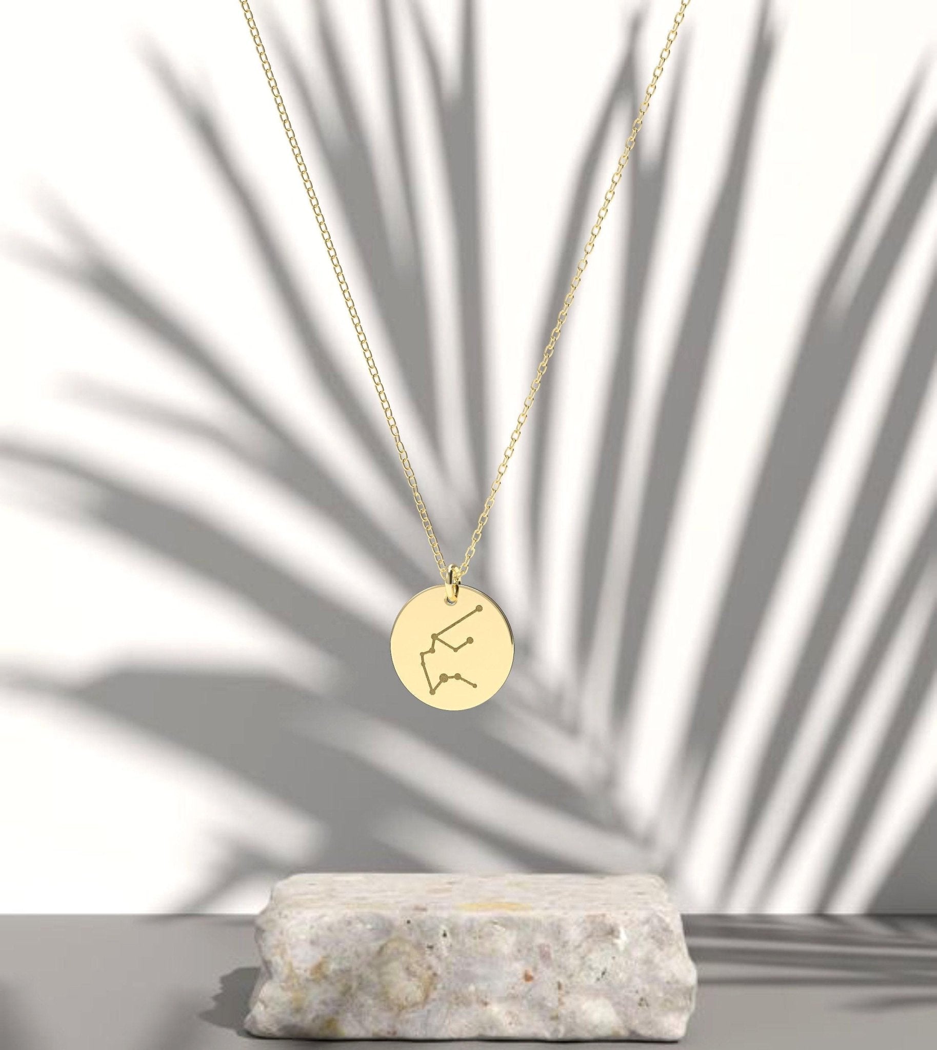 Large Constellation circle necklace in solid gold - InfinityJools