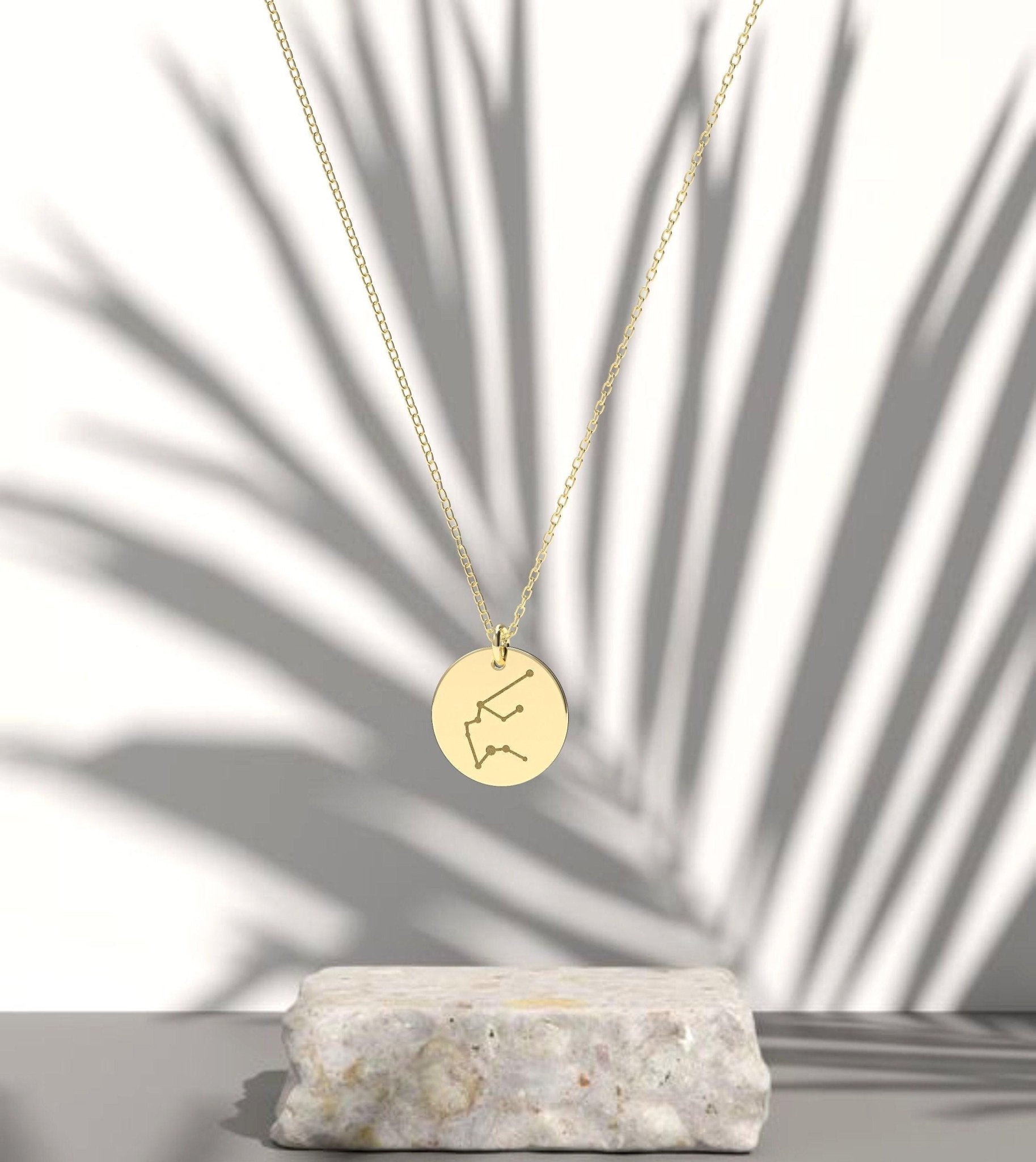 Large Constellation circle necklace in solid gold - InfinityJools