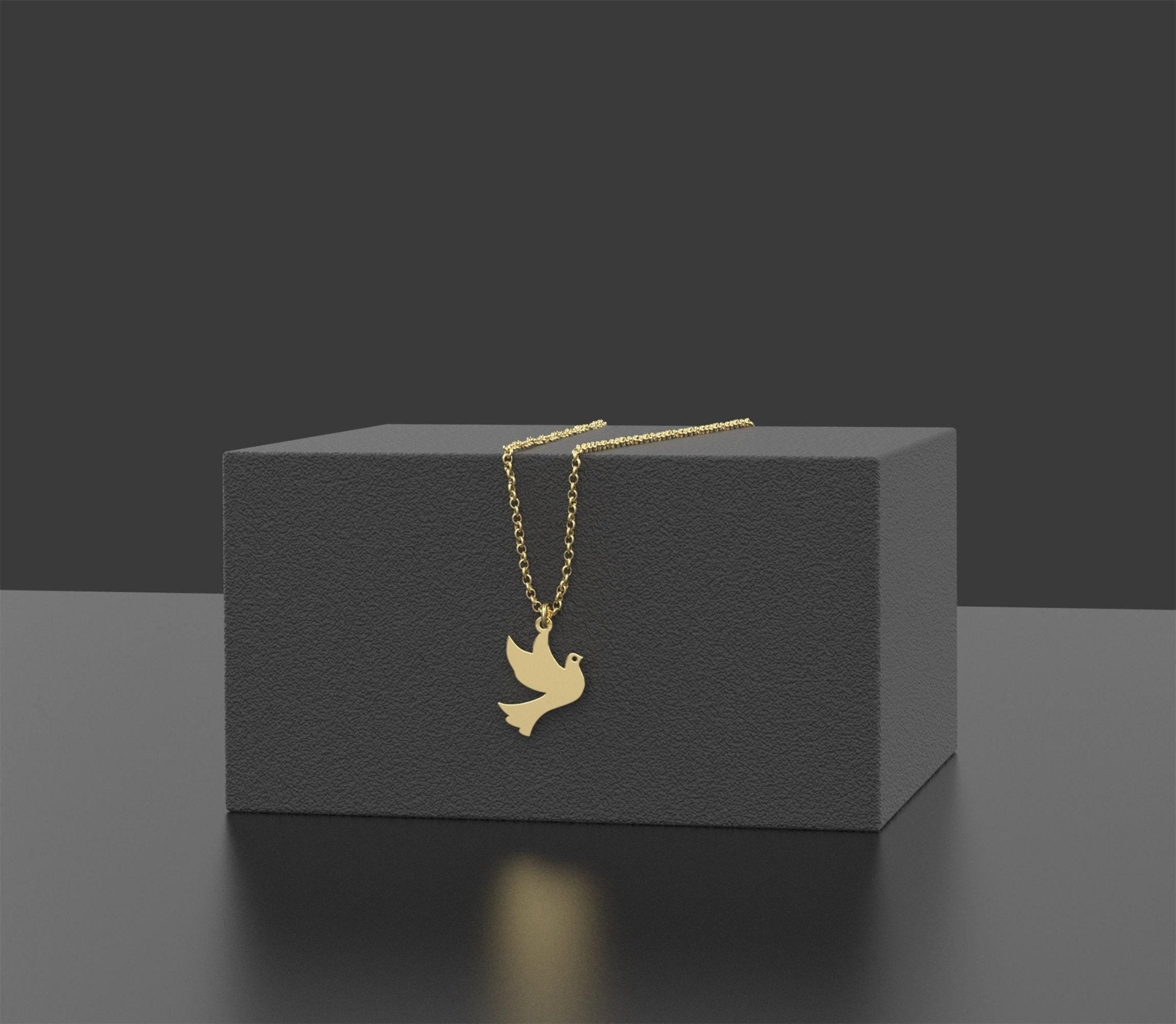 Solid Gold Dove Necklace - InfinityJools