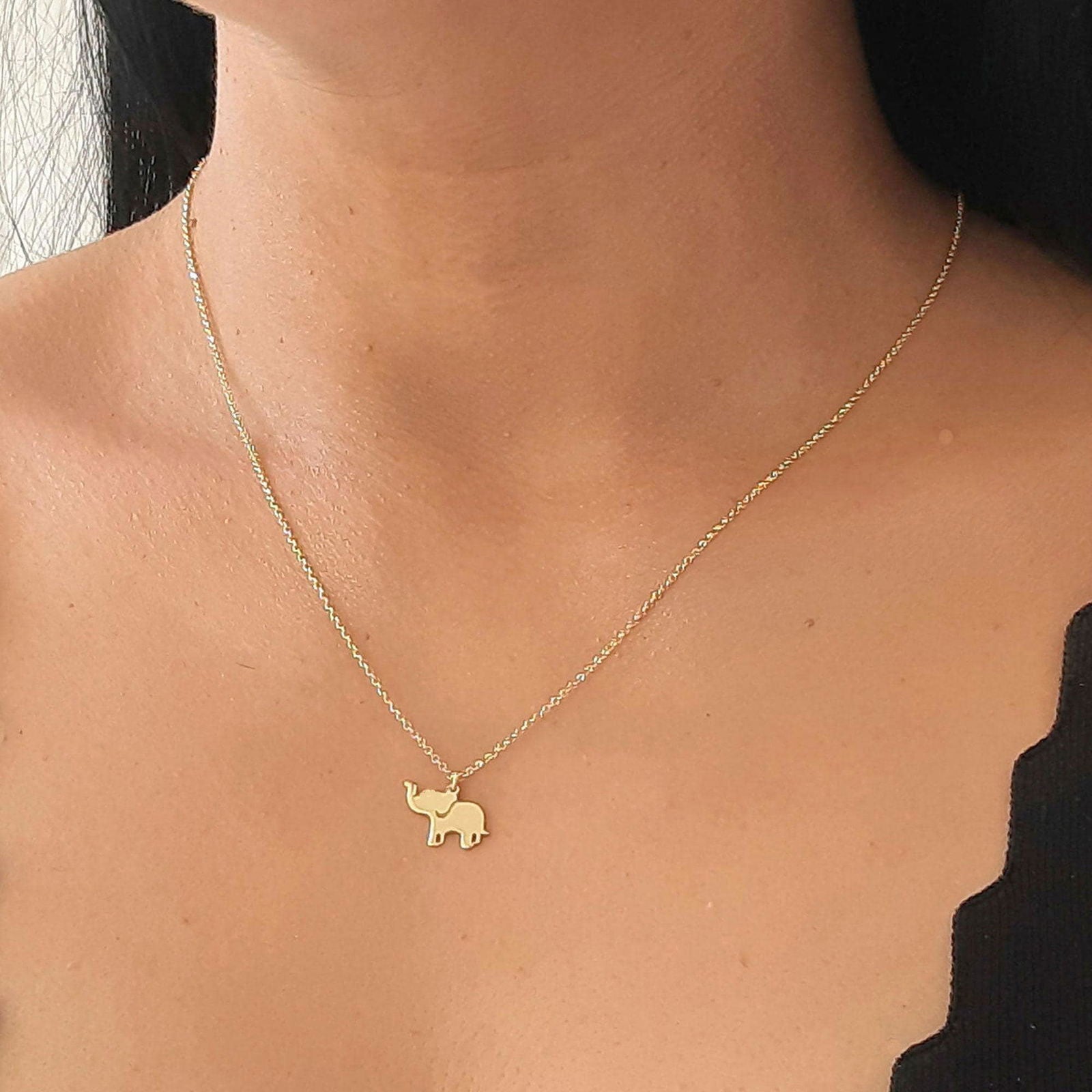 Solid Gold elephant necklace - InfinityJools