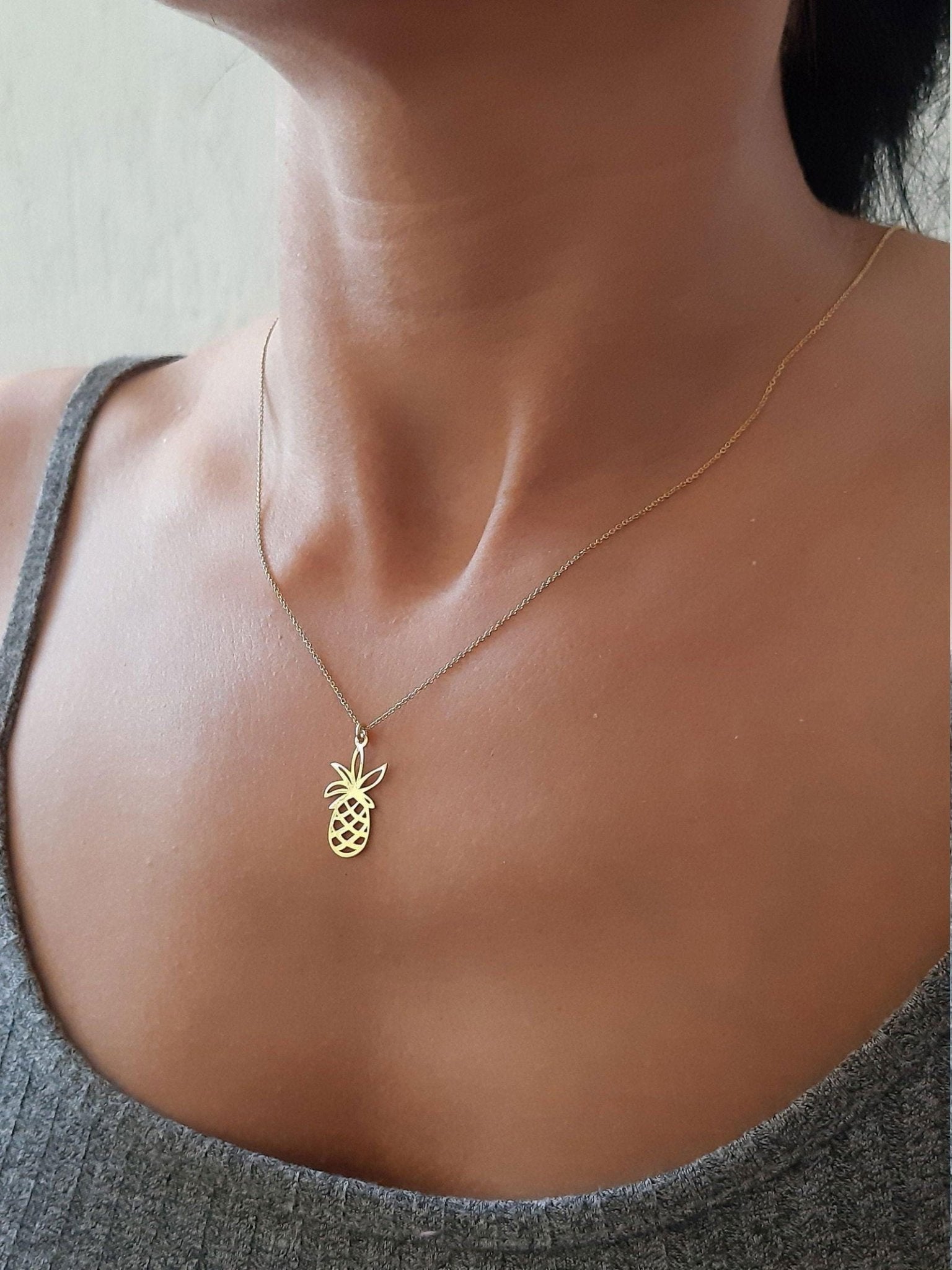Solid Gold Pineapple necklace - InfinityJools