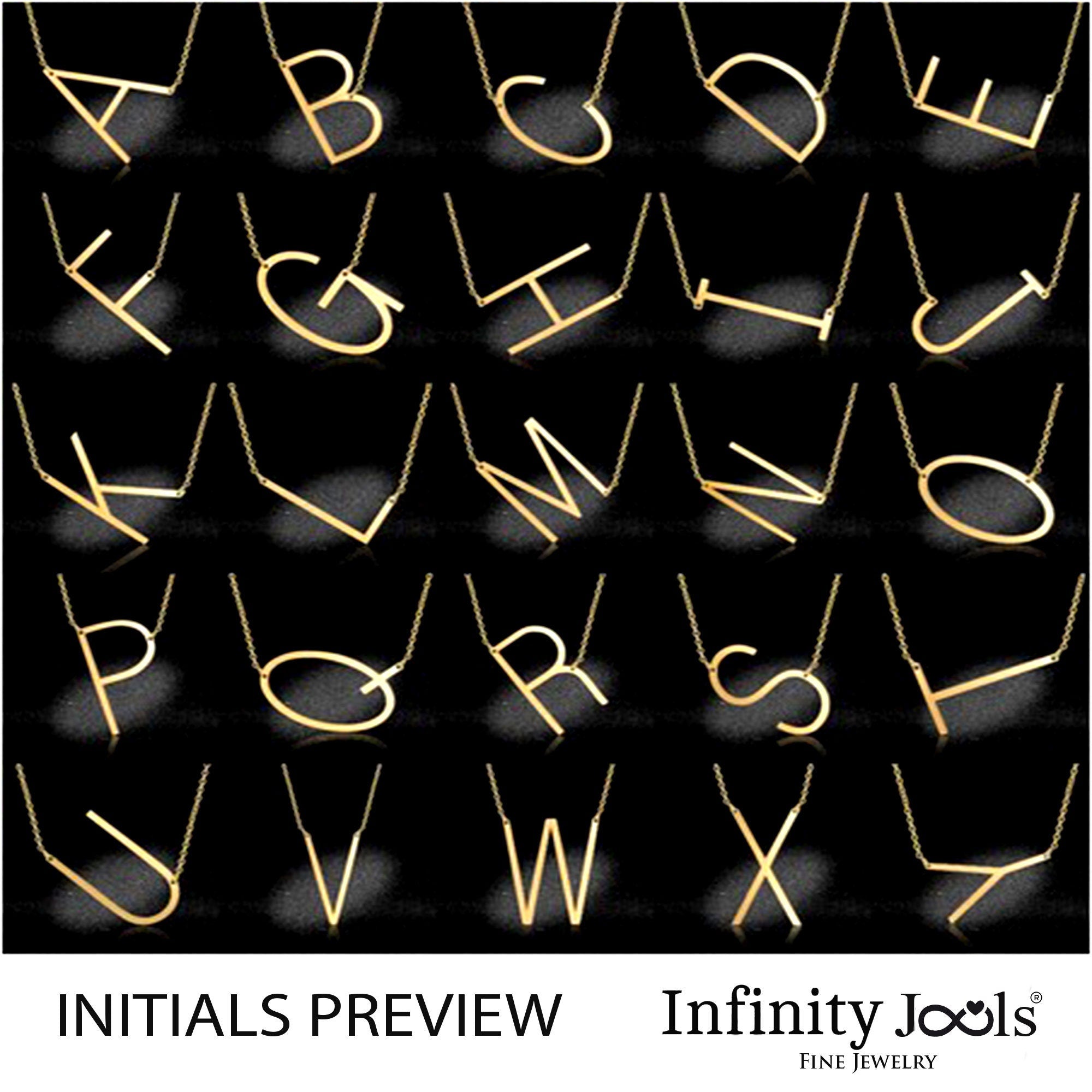 Solid Gold Sideways Letter Necklace - InfinityJools