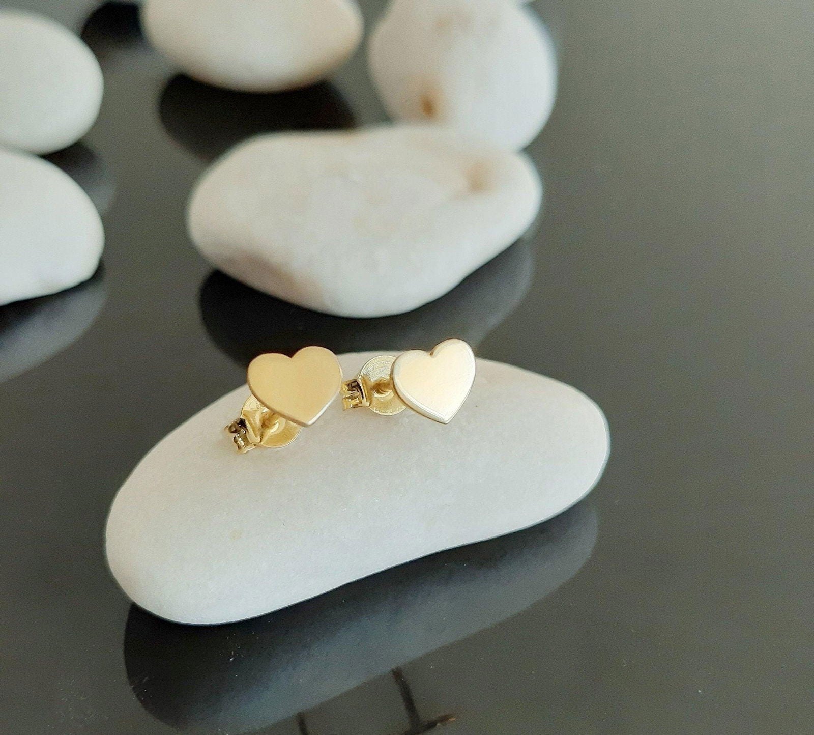 Tiny Gold Heart Stud Earrings - InfinityJools