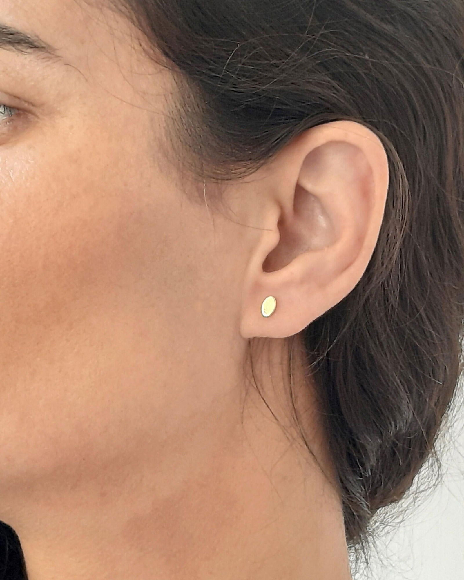 Tiny Oval Earrings, 9K 14K Yellow Gold Stud Earrings - InfinityJools